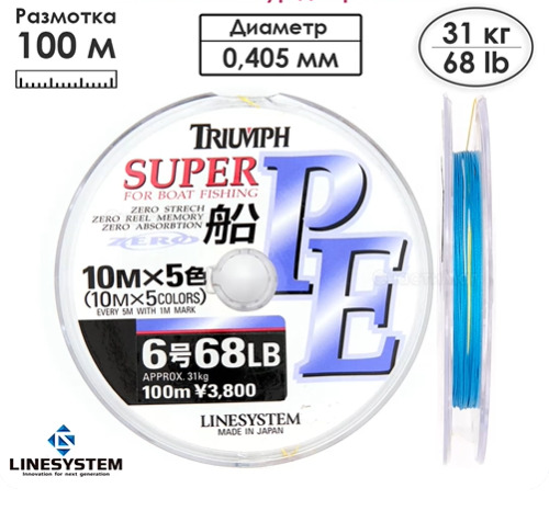 Шнур рыболовный LINESYSTEM Triumph Fune PE 6 купить c доставкой