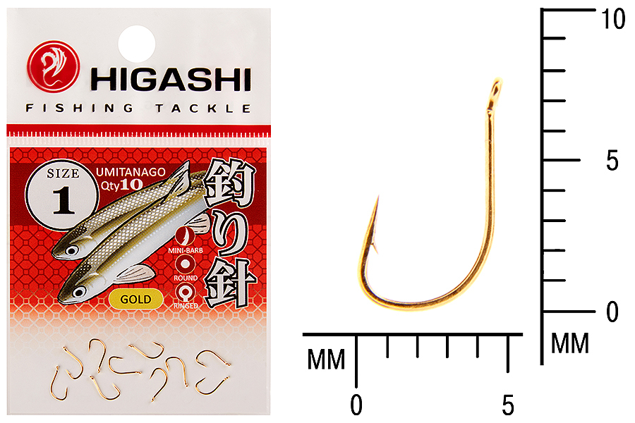 Крючок HIGASHI Umitanago ringed 1 золотистый купить c доставкой