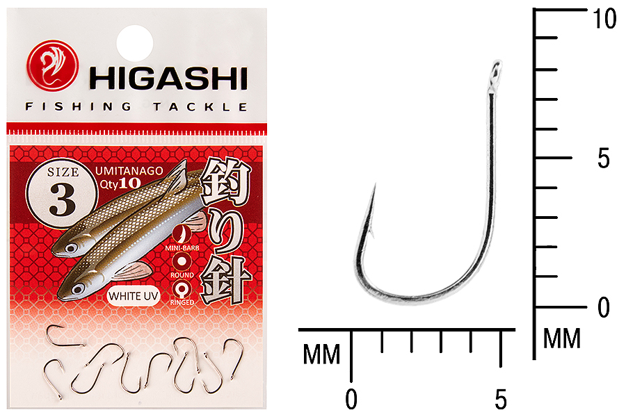 Крючок HIGASHI Umitanago ringed 3 белый УФ купить c доставкой