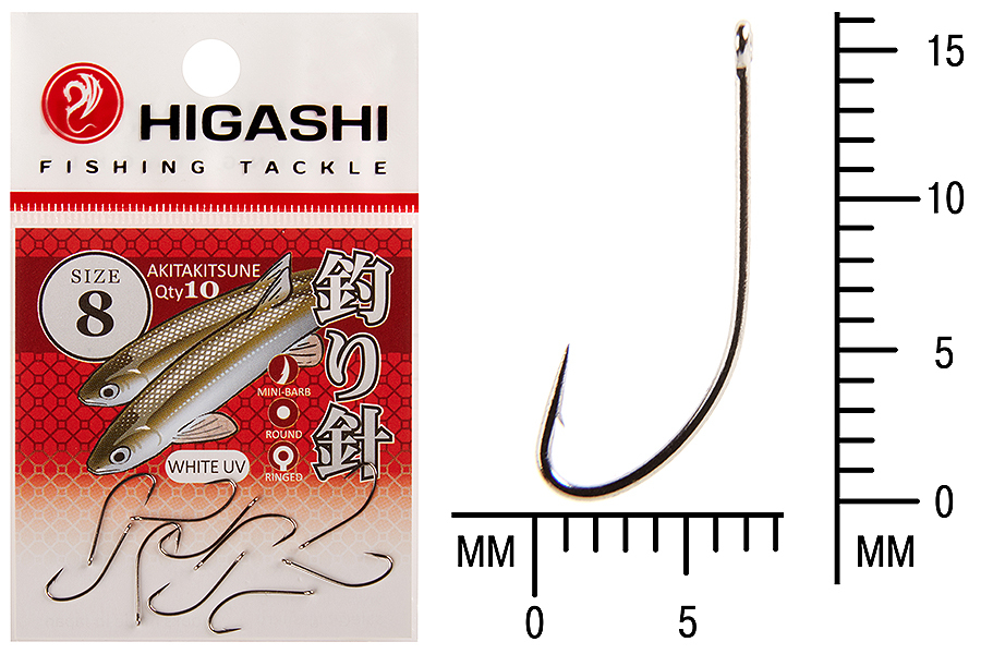 Крючок HIGASHI Akitakitsune ringed 8 белый УФ купить c доставкой