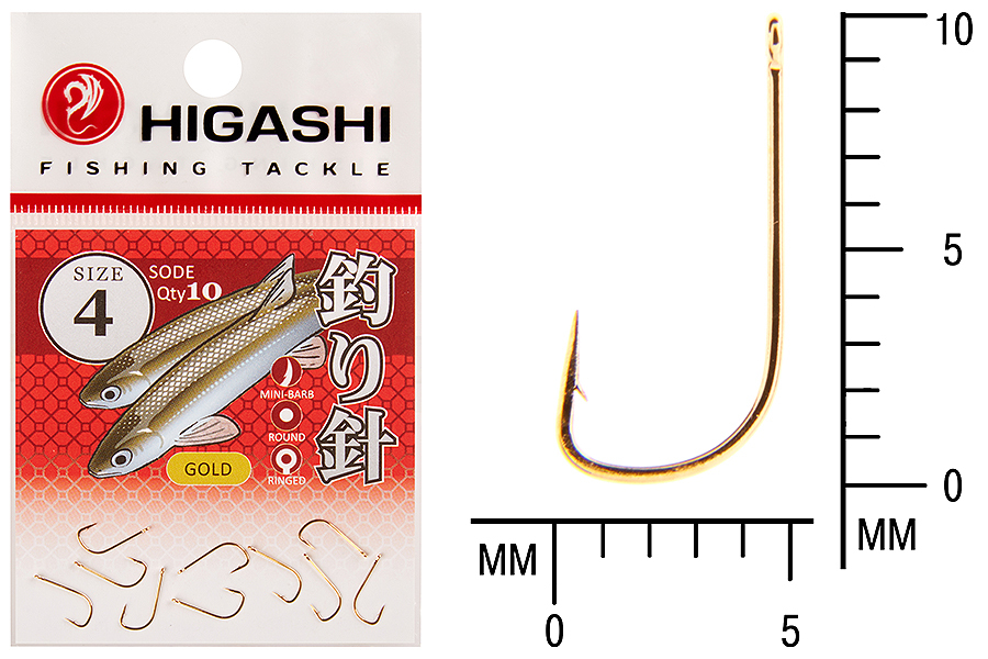 Крючок HIGASHI Sode ringed 4 золотистый купить c доставкой