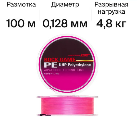 Шнур рыболовный LINESYSTEM Rock Game PE 100m 0.6 розовый купить c доставкой