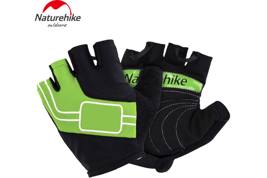 Перчатки NATUREHIKE NH Half Finger Cycling Gloves зеленый, XL купить c доставкой
