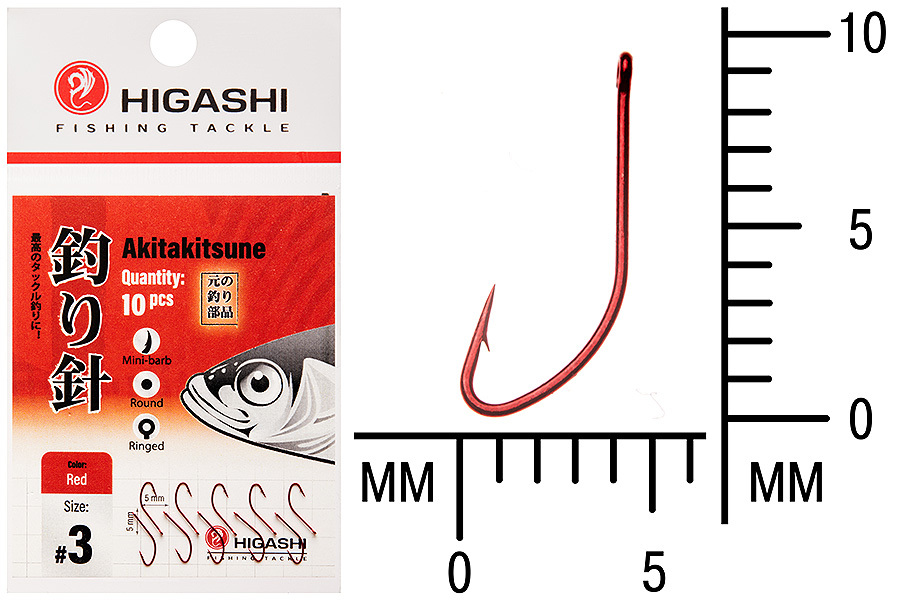 Крючок HIGASHI Akitakitsune ringed 3 красный купить c доставкой