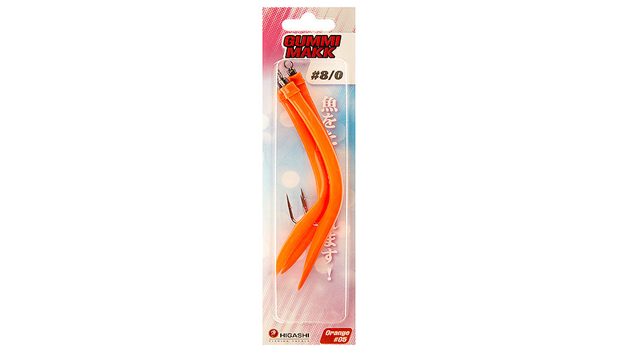 Крючок оснащенный кембриком HIGASHI Gummi Makk 8/0 (set-3pcs), 05 оранжевый купить c доставкой