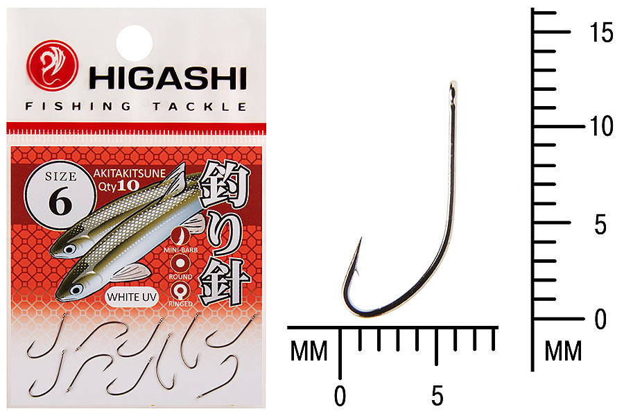 Крючок HIGASHI Akitakitsune ringed 6 белый УФ купить c доставкой