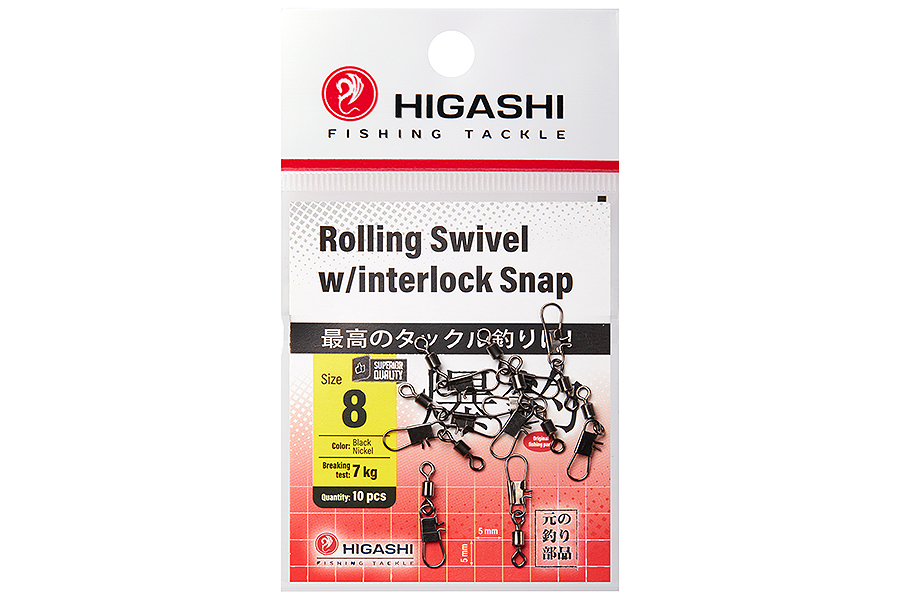 Карабин с вертлюгом HIGASHI Rolling Swivel w/Interlock Snap, 8 купить c доставкой