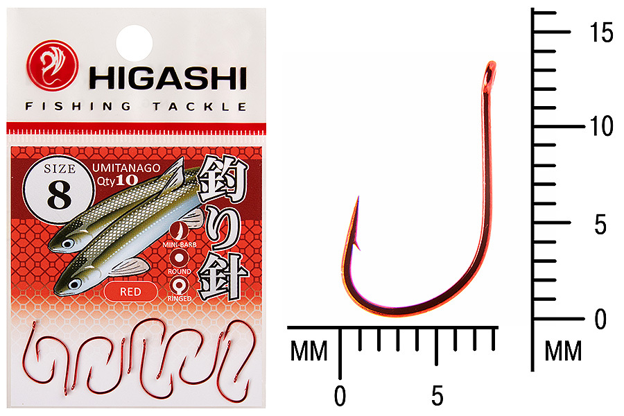 Крючок HIGASHI Umitanago ringed 8 красный купить c доставкой
