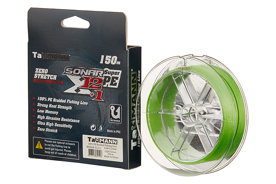 Леска плетёная TauMANN Sonar X12+1 PE 150m  0.6 (0.12mm) Light зеленый купить c доставкой