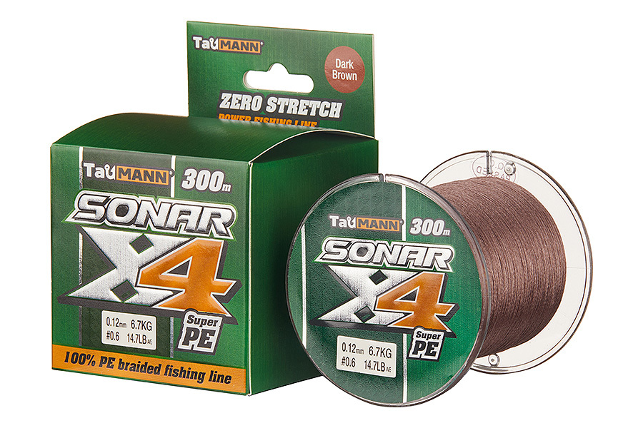 Леска плетёная TauMANN Sonar PE X4 300m  0.6 (0.12mm) Dark коричневый купить c доставкой