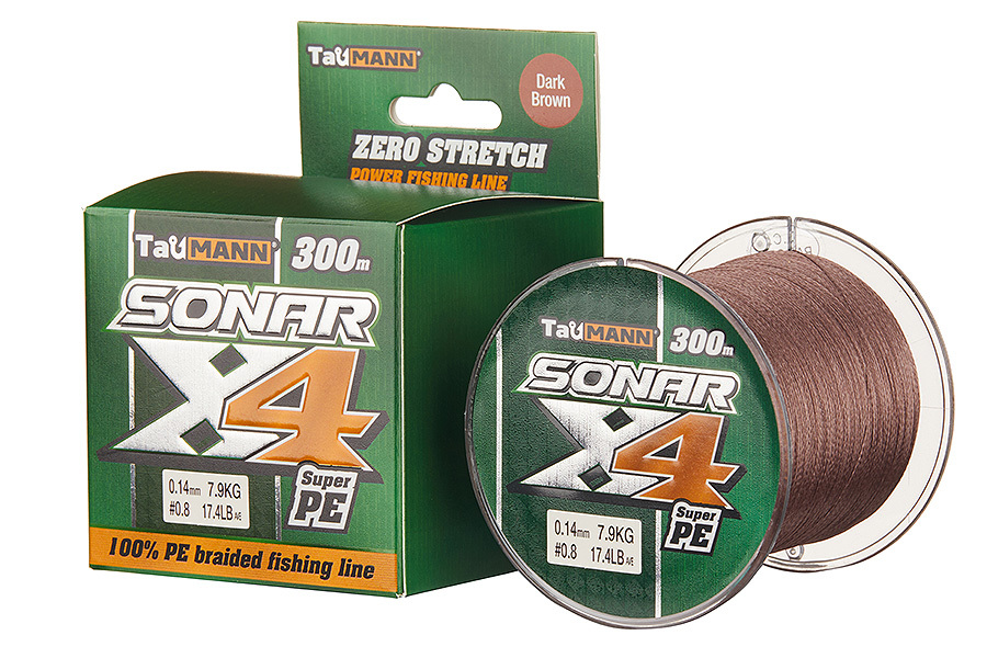 Леска плетёная TauMANN Sonar PE X4 300m  0.8 (0.14mm) Dark коричневый купить c доставкой