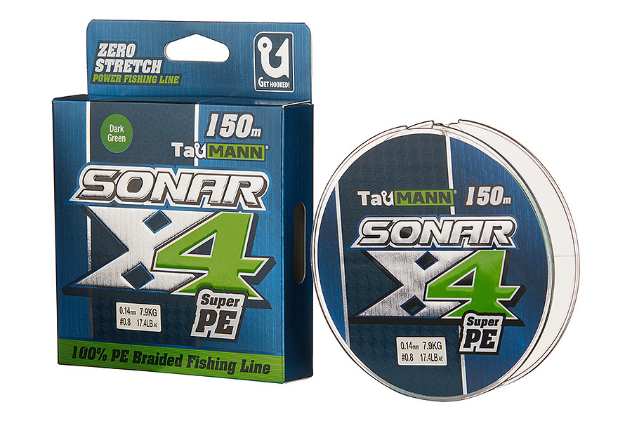 Леска плетёная TauMANN Sonar PE X4 150m  0.8 (0.14mm) Dark зеленый купить c доставкой