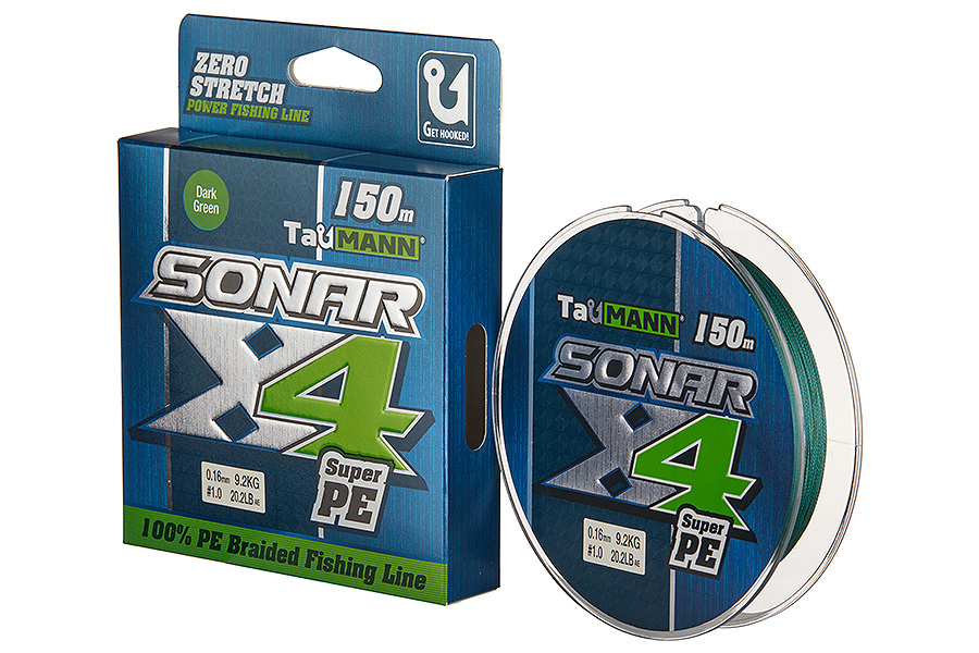 Леска плетёная TauMANN Sonar PE X4 150m  1.0 (0.16mm) Dark зеленый купить c доставкой