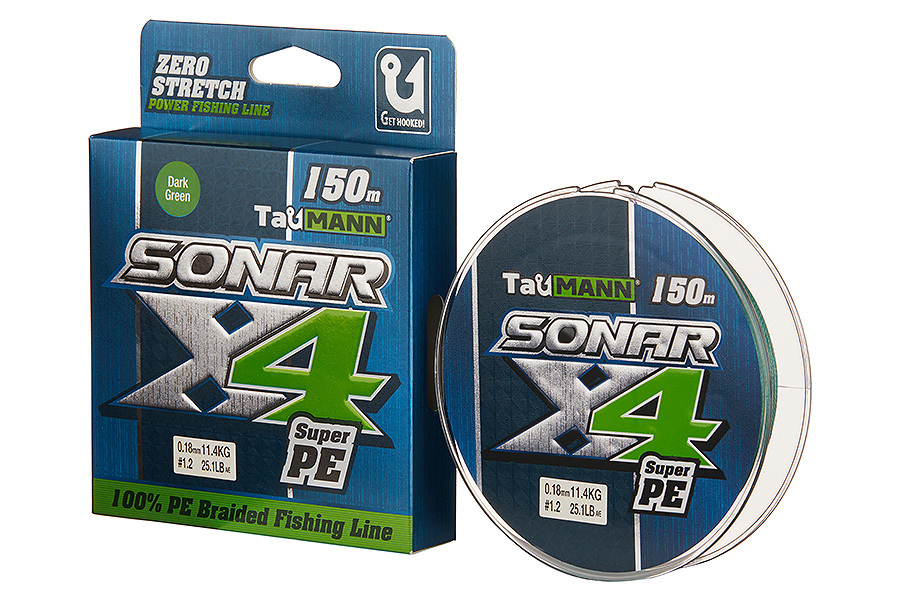 Леска плетёная TauMANN Sonar PE X4 150m  1.2 (0.18mm) Dark зеленый купить c доставкой