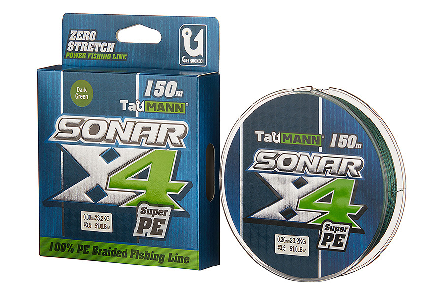 Леска плетёная TauMANN Sonar PE X4 150m  3.5 (0.30mm) Dark зеленый купить c доставкой