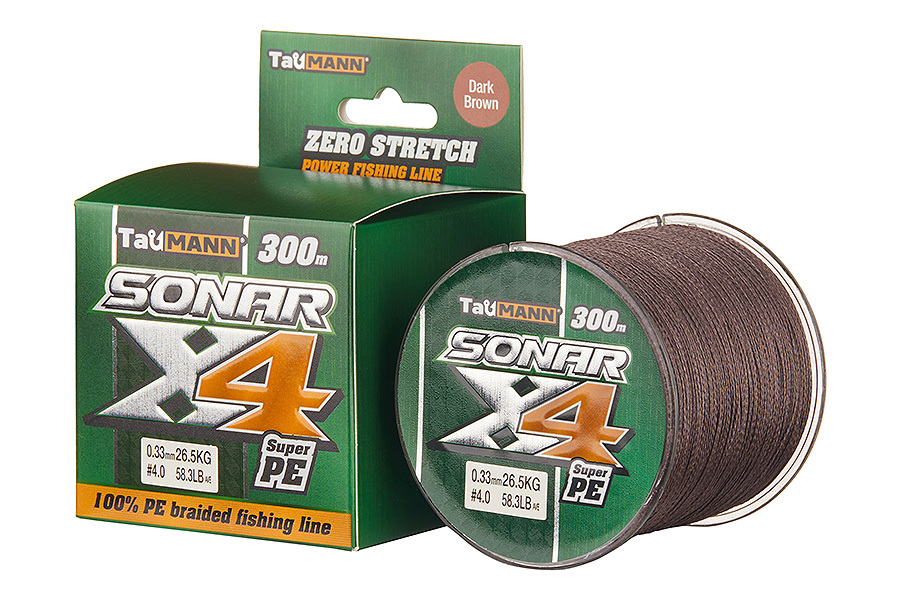 Леска плетёная TauMANN Sonar PE X4 300m  4 (0.33mm) Dark коричневый купить c доставкой
