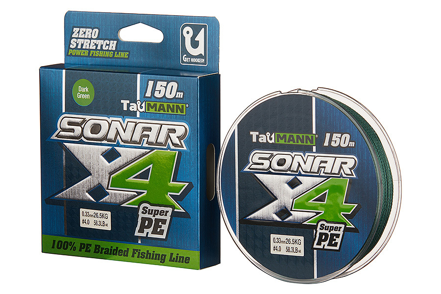 Леска плетёная TauMANN Sonar PE X4 150m  4 (0.33mm) Dark зеленый купить c доставкой
