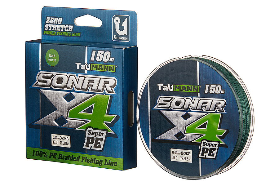 Леска плетёная TauMANN Sonar PE X4 150m  7 (0.44mm) Dark зеленый купить c доставкой