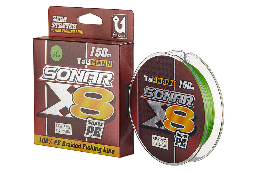 Леска плетёная TauMANN Sonar PE X8 150m  1.2 (0.18mm) Light зеленый купить c доставкой