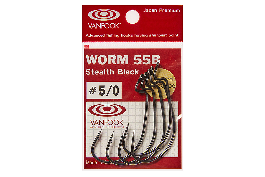 Офсетные крючки VANFOOK Worm-55B 3/0 stealth черный купить c доставкой