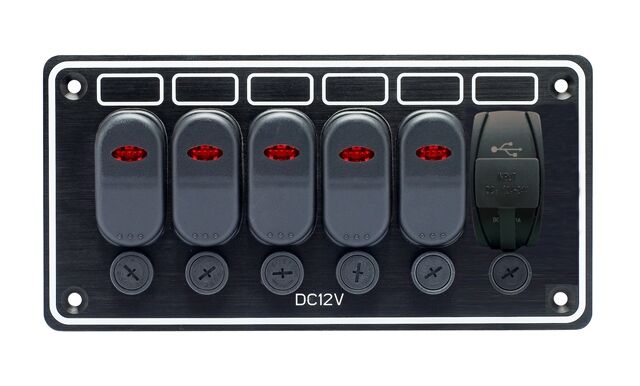 Панель бортового питания 5 переключателей, USB зарядка купить c доставкой