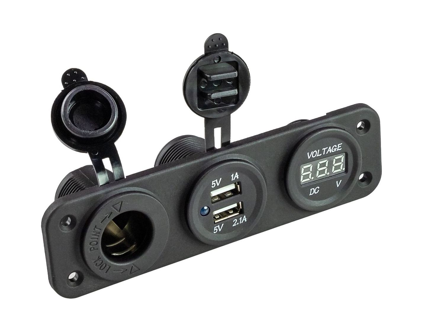 Панель с USB-разъемом 5в 2.1А, прикуривателем и вольтметром MR8124 купить c доставкой