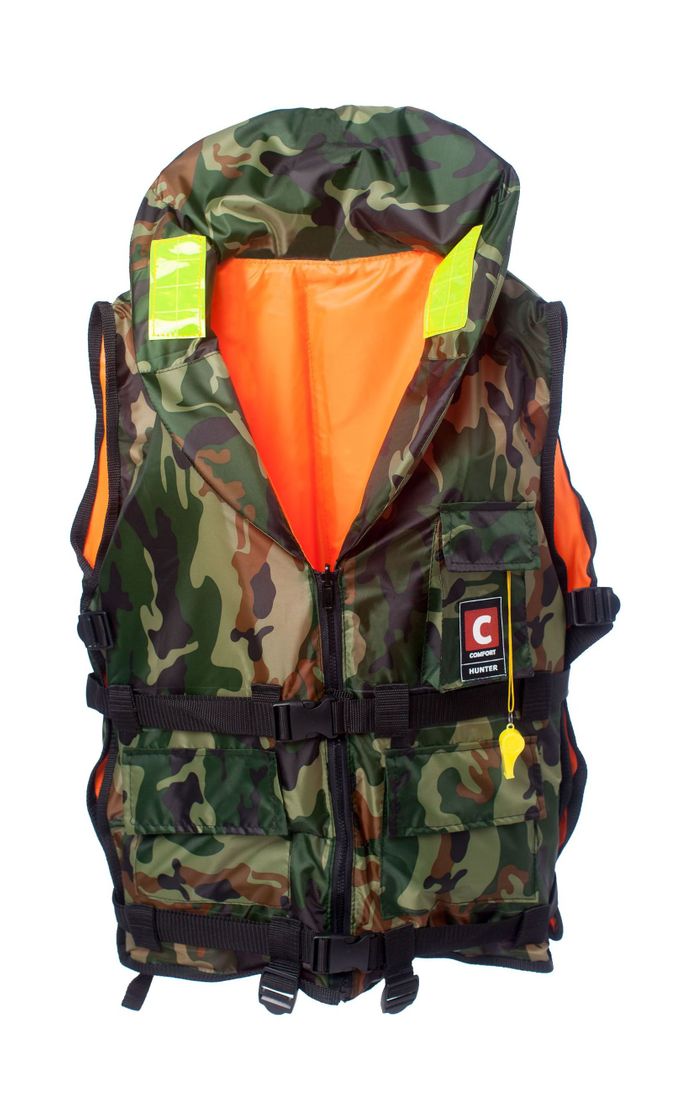 Жилет спасательный двусторонний универсальный COMFORT HUNTER (Охотник) 80-120 кг купить c доставкой